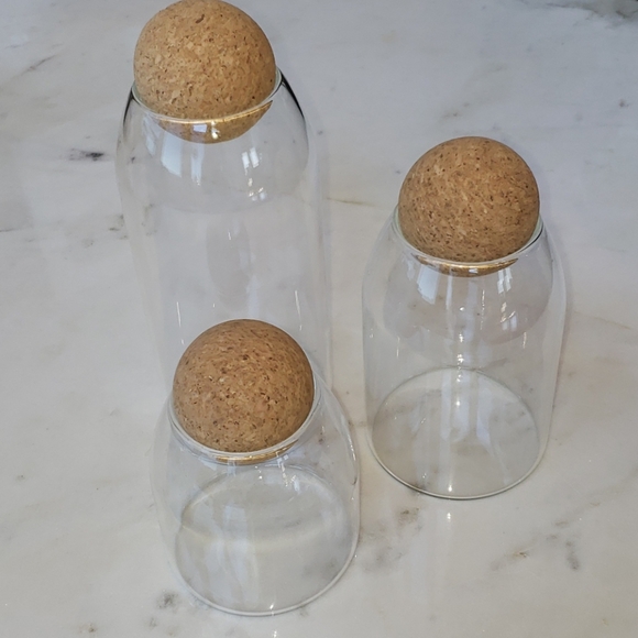 NWT Wondrwood tapered cork & glass storage jars 3 - Picture 7 of 12